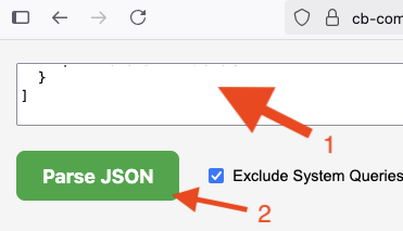 Paste JSON in the upper-left input box and click Parse JSON